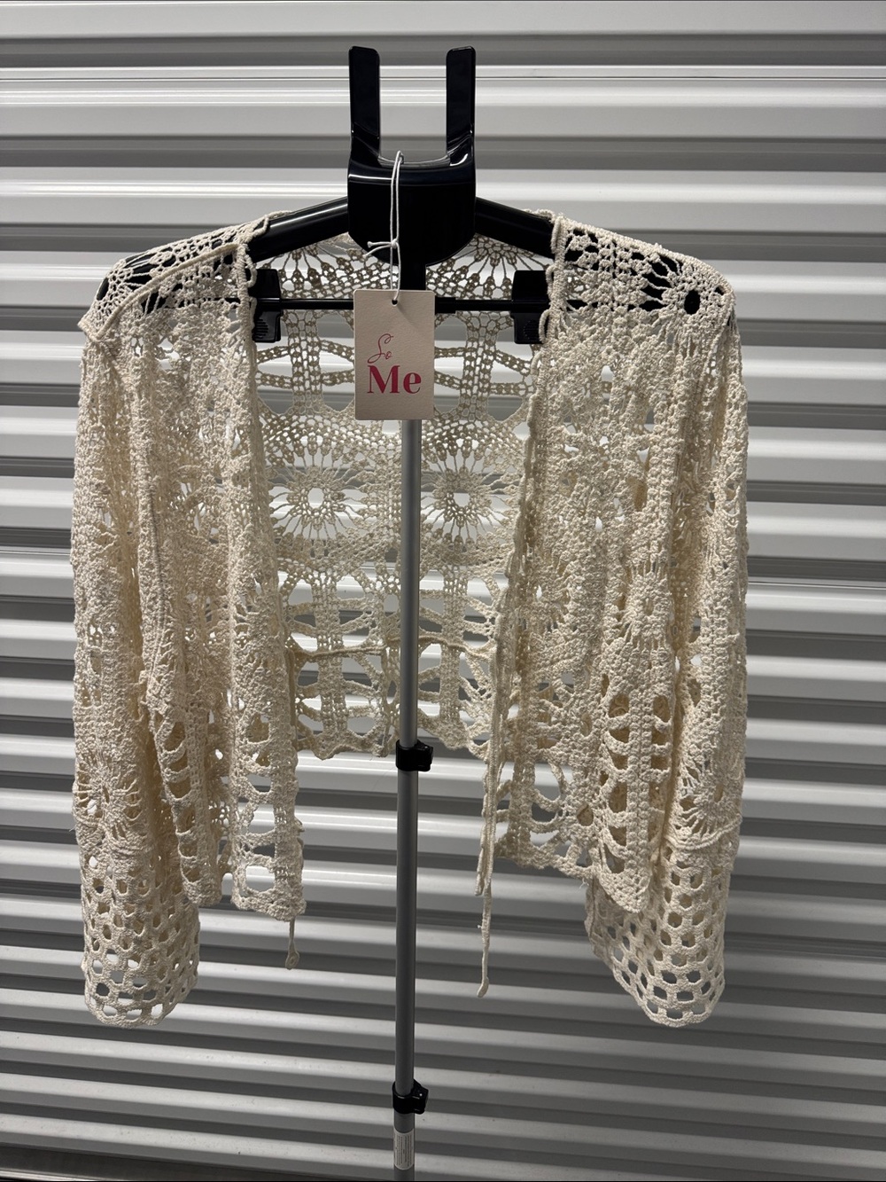 So Me Cream Crochet Openwork Cardigan